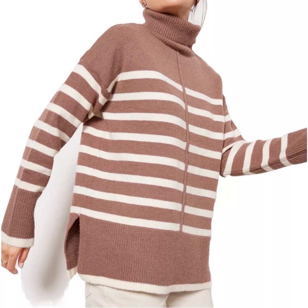 Line & Dot Striped Relaxed Fit Cozy Turtleneck Sweater NWT $158 - Picture 5 of 5